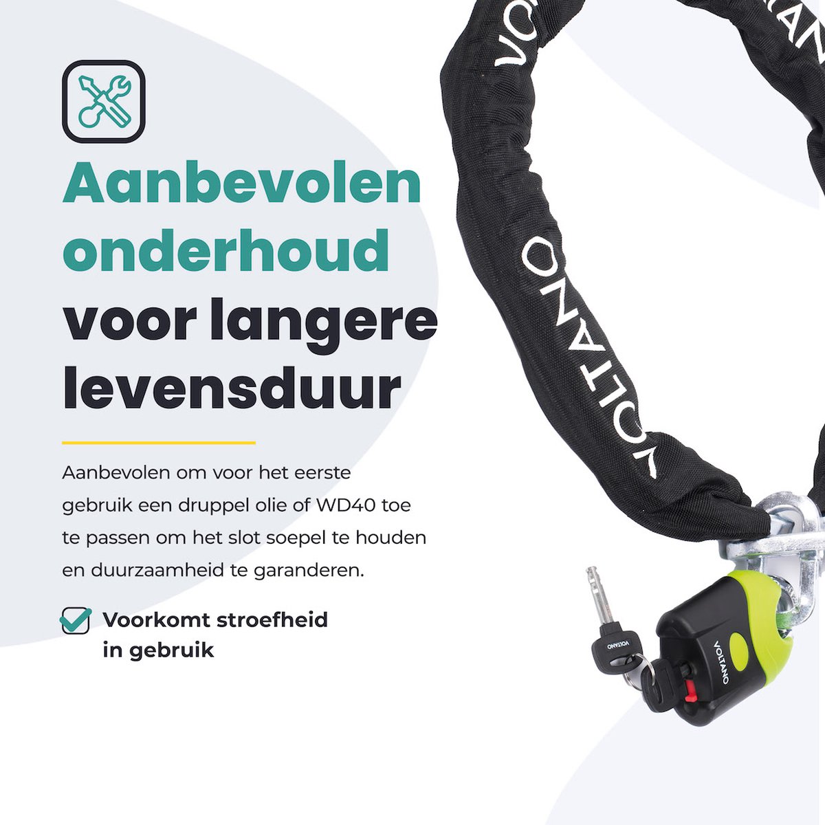 Voltano ART4 Kettingslot - Zwart - 130 CM - ART 4 Slot - Goedgekeurd Voor De Fiets, Scooter en Motor Verzekering - Scooterslot / Brommerslot / Motorslot - 3.3KG – foto 8