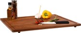 Planche à découper en bois XXL FSC®/couvercle en bois de bambou, avec bord à jus | Étagère coupée | Plaque de cuisson | Dim. 56 x 50 x 4 cm