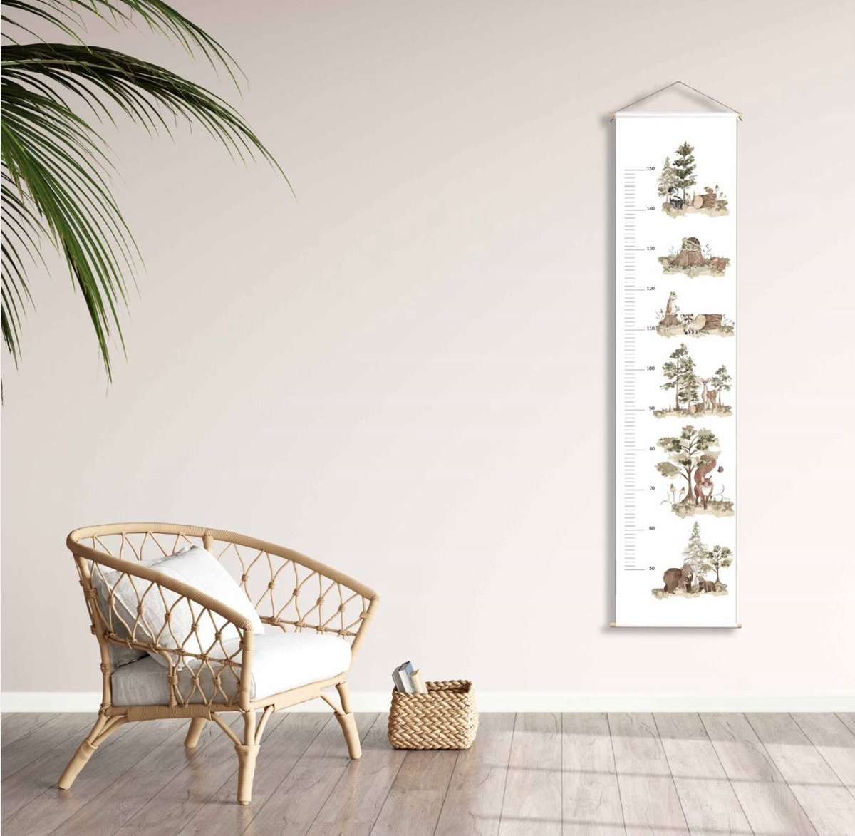 Groeimeter Bosdieren - Wit - Babykamer - Kinderkamer - 120x30 cm - Kinderkamer decoratie - Wanddecoratie - Kraamcadeau