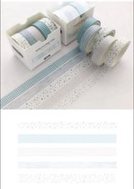 washi tape Blauw 5 rollen decoratie masking tape 10 mm x 3 m