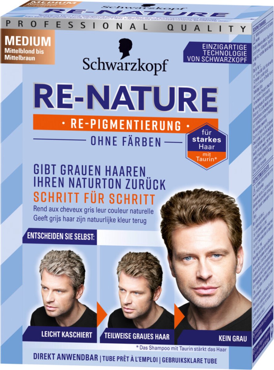 Schwarzkopf Re-Nature Man Middenblond tot Middenbruin Creme - 1 stuk