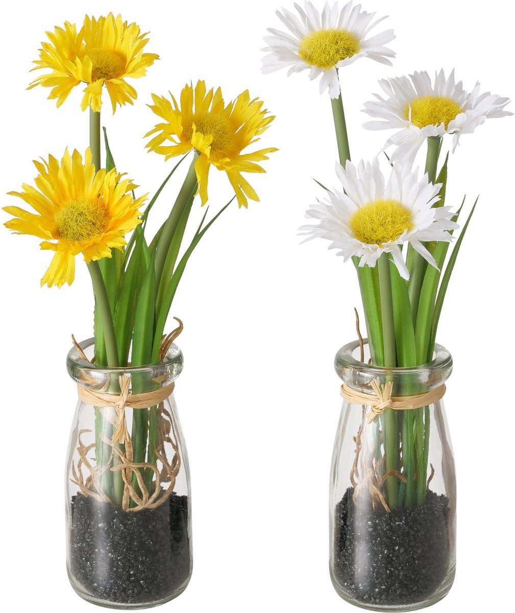 Boltze Home Kunstplant Gerbera in glazenpot dia.4,5x23cm 2 assorti