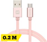 Swissten Micro-USB naar USB kabel - 0.2M - Roze