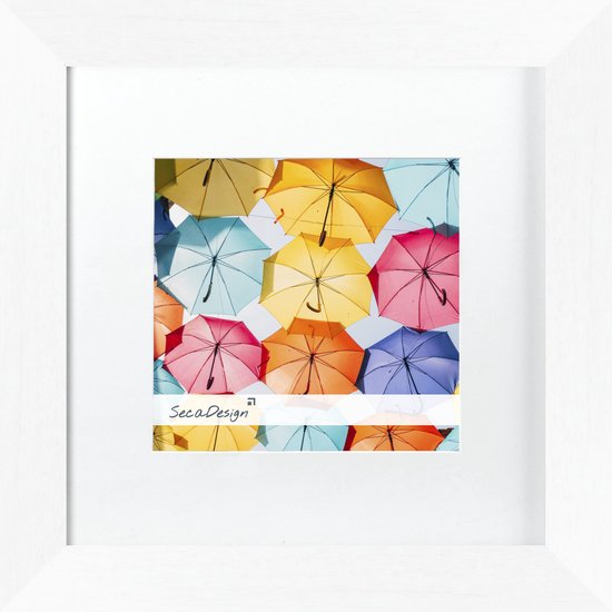 SecaDesign Fika Wood - Cadre photo 20x20 / 13x13 cm format photo avec passe-partout - Wit