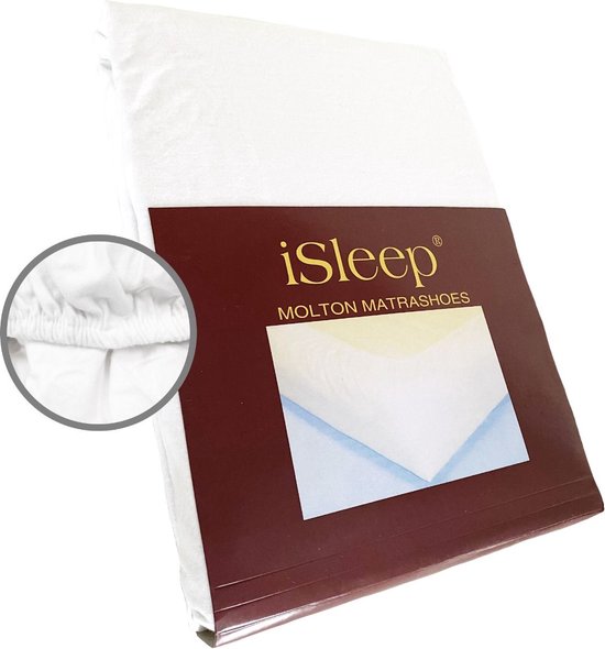iSleep Molton Hoeslaken - 100% Katoen - Eenpersoons - 80x200 cm - Wit