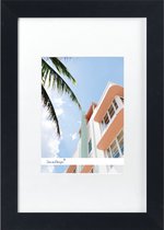 SecaDesign Fika Hout - Fotolijst 30x40 / 20x30 cm fotomaat met passe-partout - Zwart