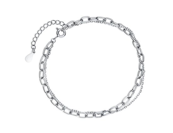 Zilver armband dames - Zilveren Dubble Schakel Armband rodiumplated - Amona Jewelry