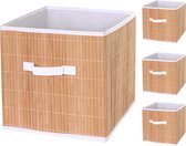Cosmo Casa Set van 4 opvouwbare dozen - Mand opbergdoos - Organisatiebox - Sorteerbox - Opbergdoos - Bamboe 32x32x32 cm natuurlijke kleur-