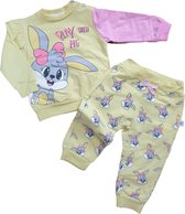 Babysetje 2-delig - Newborn kleding set/meisje - kraamcadeau - babykleding - babykleertjes - Huispakje | Kraamkado - Maat 92/ 2 jaar - Play with me - geel/rose