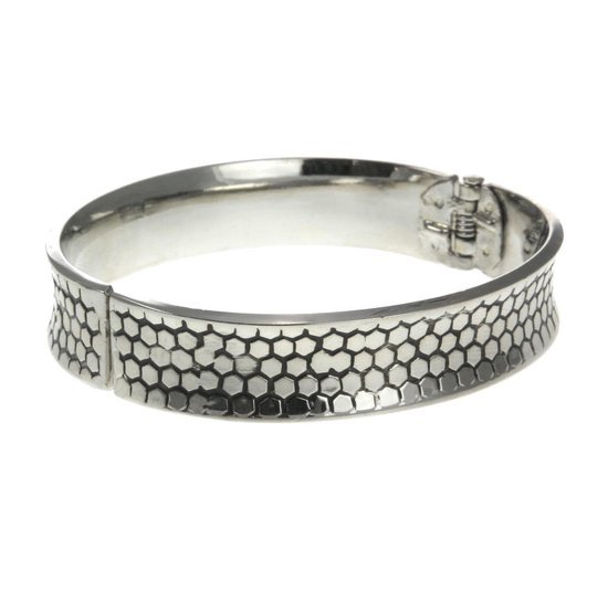 Behave Armband - bangle - dames - zilver kleur - met patroon - scharniersluiting - 17.5 cm
