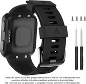Zwart siliconen sporthorlogebandje geschikt voor de Garmin Forerunner 30, 35 en Garmin Approach S10 – Maat: zie maatfoto - horlogeband - polsband - strap - siliconen - black rubber smartwatch strap