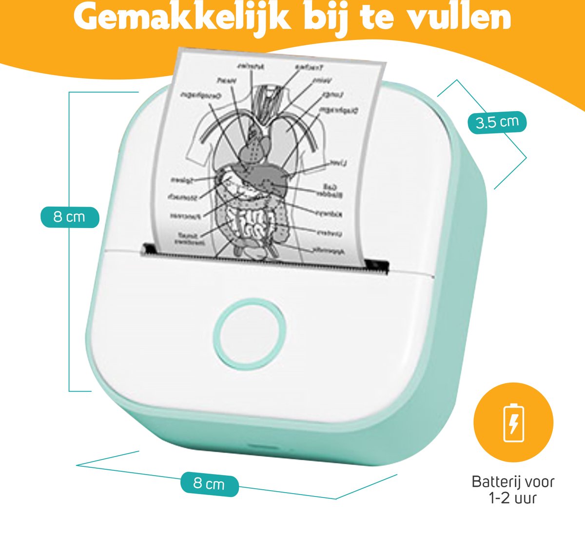 Pora&Co - Mini Fotoprinter Voor Smartphone - Incl. App & 1 Rol Fotopapier - Pocket printer - Mobiele fotoprinter - Mini printer - Sticker printer - Draadloos - Groen — afbeelding 4