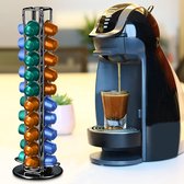 Koffie Capsule Houder, Houdt voor 40 Koffie Capsules. 360 graden rotatie ontwerp, met Vilt Anti Scratch Pad, Onder Gemaakt van hoogwaardig metaal met verchroomde afwerking, voor opslag