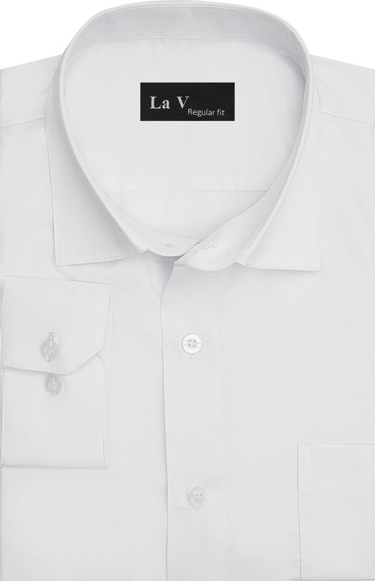 La V heren overhemd regular fit met strijkvrij Wit S
