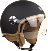 Fourmi Motocubo | casque jet avec visière externe | noir mat | taille M | cyclomoteur léger, scooter et moto