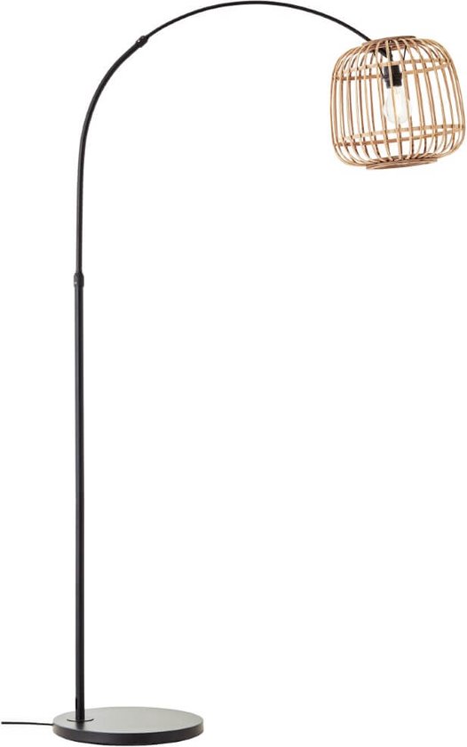Brillant | Nikka boogvloerlamp 1,7m zwart/naturel | 1x A60, E27, 40W, geschikt voor normale lampen (niet meegeleverd)