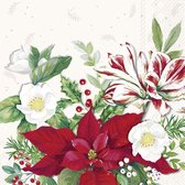 1 Pakje papieren lunch servetten - Christmas florals - 20 servetten - Kerstservetten - Kerst - Bloemen - Kerst tafelaankleding
