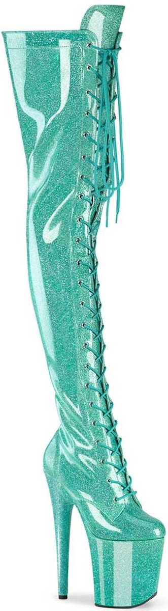 Pleaser FLAMINGO-3020GP Plateau Overknee Laarzen 39 Shoes Turquoise