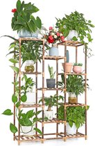 Plantenrek, houten bloemenstandaard, multifunctionele creatieve bloementrap, decoratie, plantenstandaard voor binnen en buiten, balkon, woonkamer, kantoor, tuin, 11 niveaus