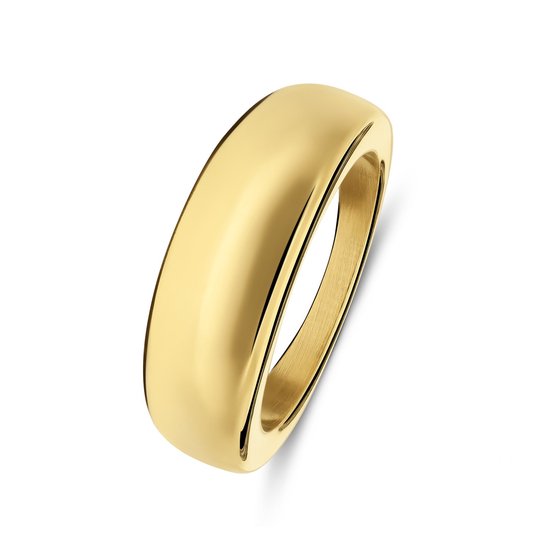 Lucardi Dames Stalen goldplated ring - Ring - Staal - Goudkleurig - 21 / 66 mm