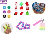 Happy Trendz® Fidget Toys Pakket 6 Stuks XL TOPPERS - Mochi Squishy - Spinner Robot - Fidget Snapper - Pop It Tasje - FingerStretch - Wacky Track - Stress Relief Toys