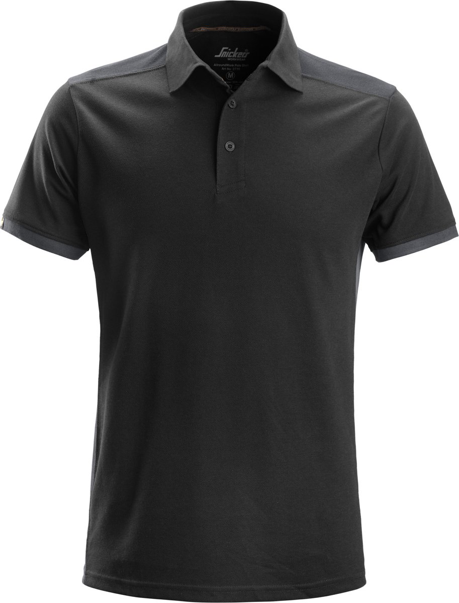 Snickers 2715 AllroundWork, Polo Shirt - Zwart/Staal Grijs - S
