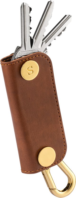 Saetti Sleutelhouder Organizer - Sleutel Key Organizer Etui - Bruin - Echt Leer