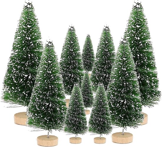 COSTWAY 60 cm mini-kunstkerstboom, kleine dennenboom, tafelkerstboom met 67 takpunten en cementbasis, kunstboom Kerstmis voor kerstdecoratie, groen
