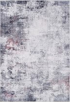 Vercai Rugs Cashmere Collectie - Laagpolig Vloerkleed - Zacht Tapijt met Modern Ontwerp - Polyester - Grijs / Lila - 120x170 cm