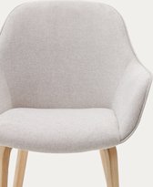 Kave Home - Chaise Aleli en tissu chenille beige et pieds en frêne massif finition naturelle