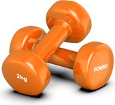 Paar Vinyl Halters (2 x 2 kg (Oranje)) Ideaal voor Gymnastiek Aerobics Pilates 0,5 kg - 10 kg I Halterset