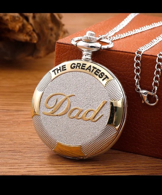 Zakhorloge - Pocket Watch - The Greatest Dad - Zilver/Goud vaderdag cadeau