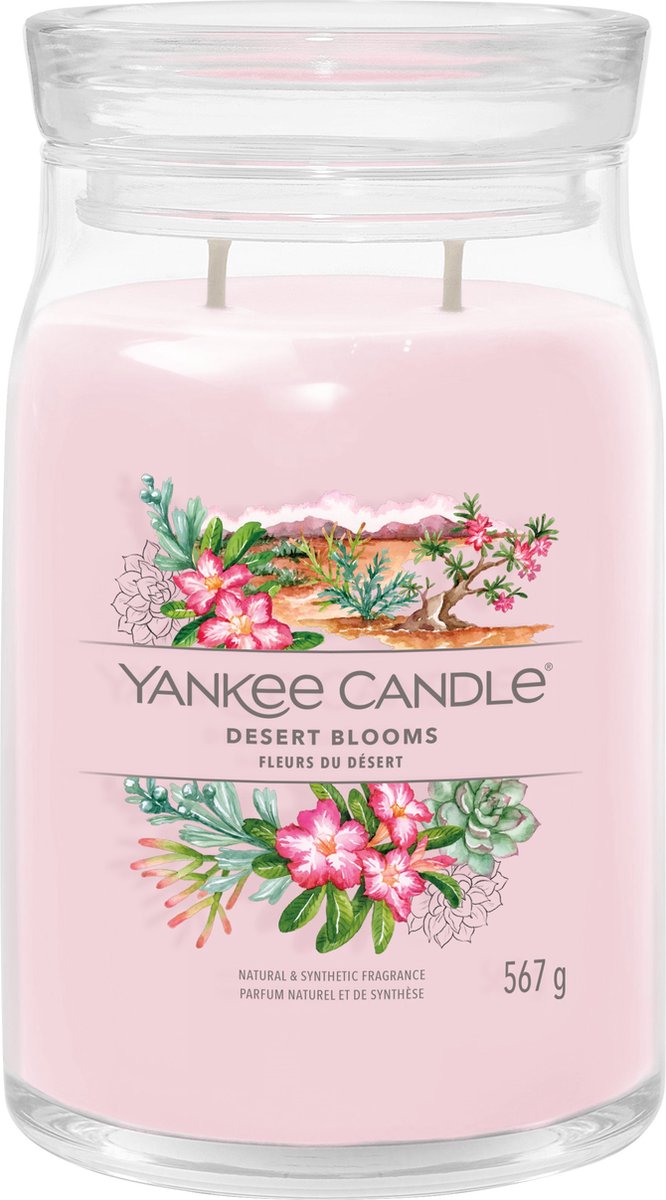 Yankee Candle Desert Blooms Large Jar Geurkaars - 90 branduren - twee lonten Roze