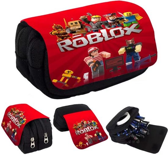 Foto: Roblox roblox etui xl etui 3d rood etui met flap grote capaciteit ruime opbergruimte schrijfwaren schoolgerei schoolspullen schooletui