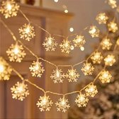 LED Sneeuwvlokken - 10 meter - 80sterren - Warm Wit - Kerstverlichting Binnen en Buiten - Kerstversiering - Lichtslinger - Kerstdecoratie