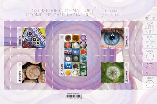 Bpost - 5 zegels - Verzending Europa - EU1 - Geometrie in de natuur - 2021