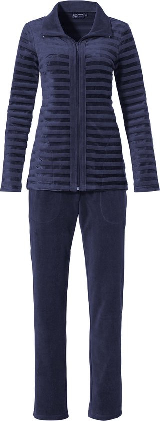 Foto: Pastunette huispak dames velours met rits dark blue nos 40 blauw