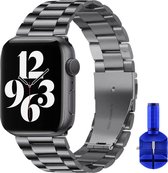 By Qubix - Stalen schakel band - geschikt voor 38mm - 40mm - 41mm Apple watch bandje Space grey (grijs) - Smartwatch bandje staal - Stainless steel