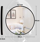 Ronde spiegel met zwart metalen frame, HD wandspiegel van glas, 40 cm, voor badkamer, kleedkamer of woonkamer, make-upspiegel (zwart, 40 cm)