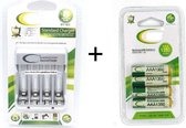 Piles rechargeables AAA 1350mAh - 4 pièces + chargeur marque privée inkmedia®
