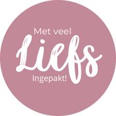 KLEINE FRUM | Met veel liefs ingepakt | cadeau | sticker | sluitzegels | 20 stuks | 3.9 cm | roze | inpak materiaal | verpakking | bedankje | cadeauverpakking