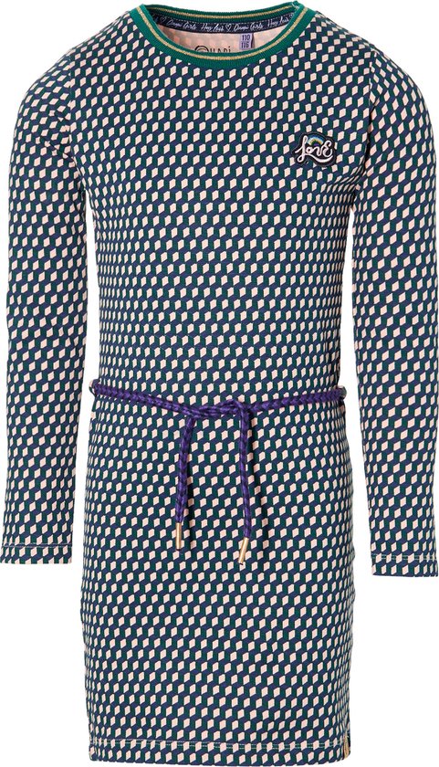 Quapi jurk Daantje roze/groen/blauw geomatric print - maat 110/116