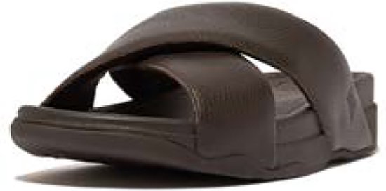FitFlop Surfer Mens Tumbled-Leather Cross Slides BRUIN - Maat 44