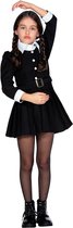 Wilbers - Costume de films d' Horreur - Mercredi Addams premier jour à École - Fille - Noir - Taille 116 - Halloween - Déguisements