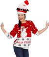 Wilbers & Wilbers - Foute Kersttruien - Kersttrui Rood Swingende Sneeuwman - Rood - Small - Kerst - Verkleedkleding