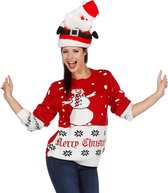 Wilbers & Wilbers - Foute Kersttruien - Kersttrui Rood Swingende Sneeuwman - Rood - Small - Kerst - Verkleedkleding