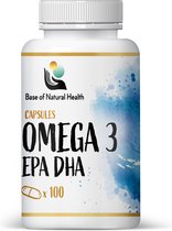 Base Of Natural Health - Omega 3 EPA DHA 100g 100 tabletten - In Tabletten - Voor Immuniteit - 1000 mg Ansjovisvisolie per Capsule - Hoge Dosis EPA en DHA - Voedingssupplement - Omega 3 Visolie - Omega 3 Capsules