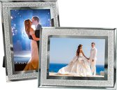 Fotolijst, 13 x 18 cm, van glas, modern, zilver, voor babyfoto's, familiefoto's en bruiloftsfoto's, cadeau