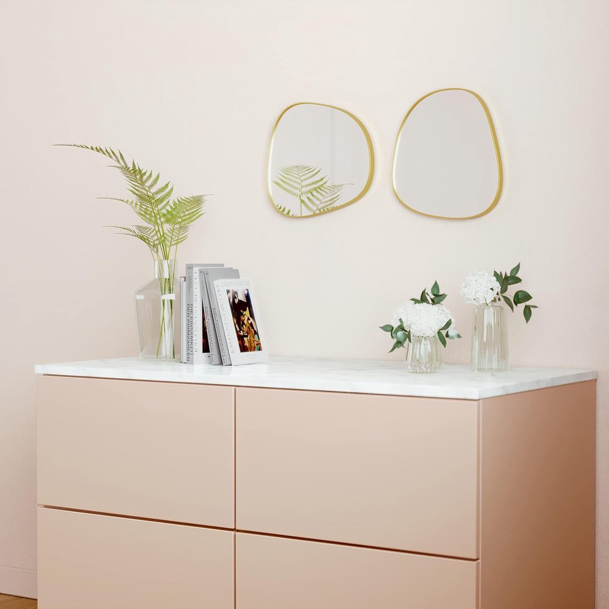 Wandspiegel ovale spiegel Adonis 32 x 30 cm goud metaal hangspiegel ovaal design wandspiegel