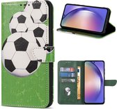 Geschikt Voor Samsung Galaxy A54 Hoesje - Solidenz Bookcase A54 - Telefoonhoesje A54 - A54 Case Met Pasjeshouder - Cover Hoes - Voetbal